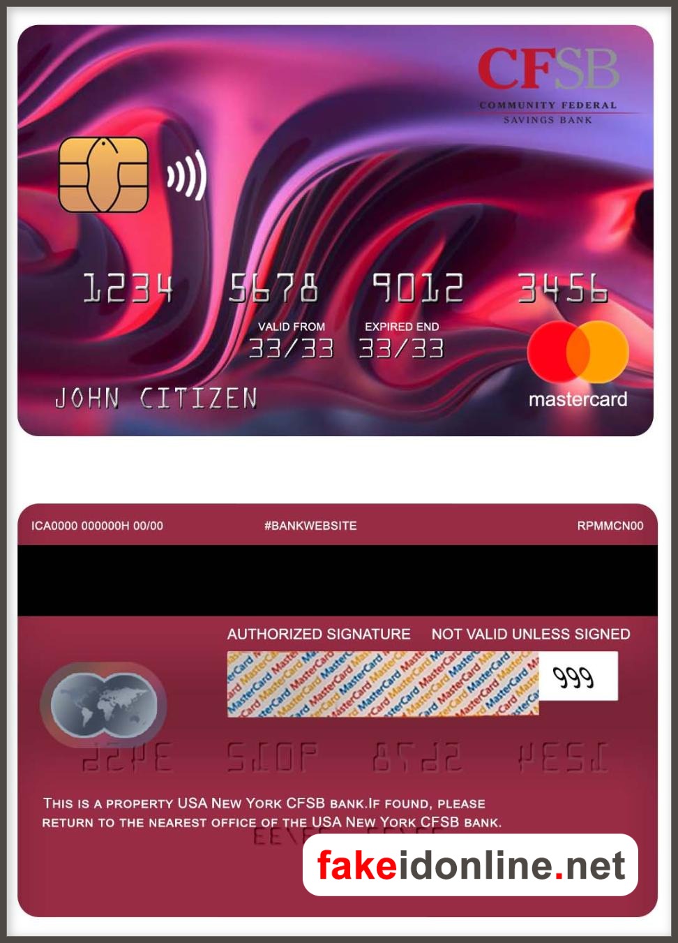 USA New York CFSB Bank Mastercard